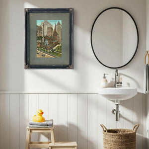 Gothic Spire Among Giants Trinity Church in the Shadow of Progress — Framed Wall Art Room View | Bella Frye