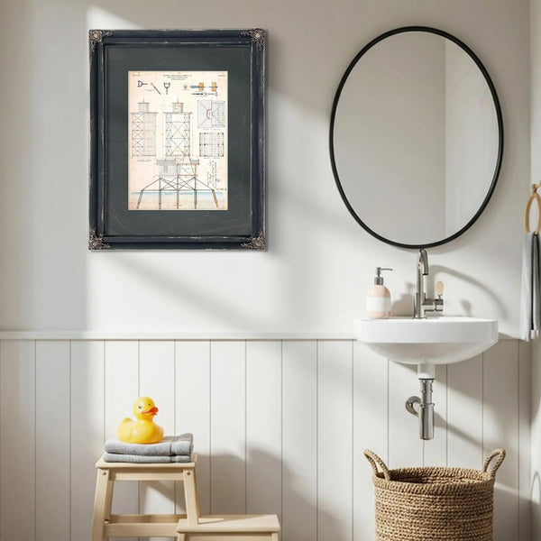 The Keepers Skeleton Brewerton Channel Lighthouse Blueprint — Framed Wall Art Room View | Bella Frye