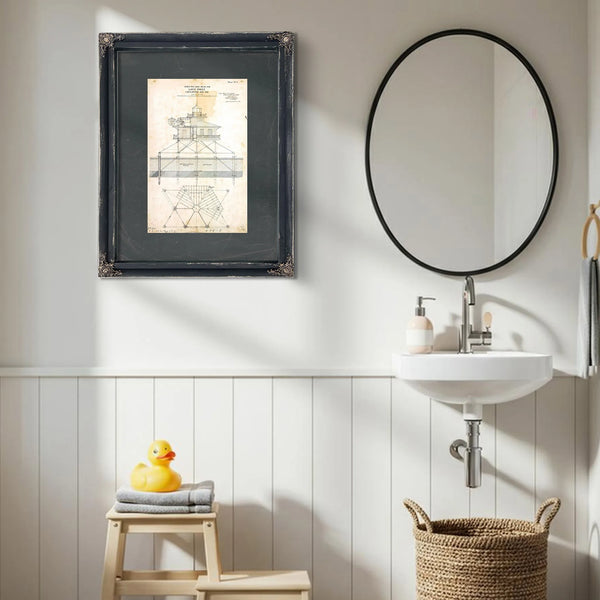 Love Point Lighthouse Blueprint Chesapeake Bay Sentinel Engineering Plans of 1871 — Framed Wall Art Room View | Bella Frye