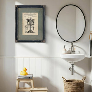 The Brewmasters Apparatus — Patent Drawing of Industrial Alchemy — Framed Wall Art Room View | Bella Frye