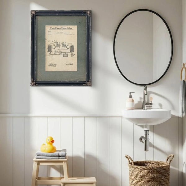 The Wehrle Apparatus Patent Blueprint for the Alchemists Vintage — Framed Wall Art Room View | Bella Frye