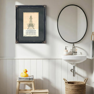 The Sabine Bank Light Station Blueprint a Monument to Maritime Solitude — Framed Wall Art Room View | Bella Frye