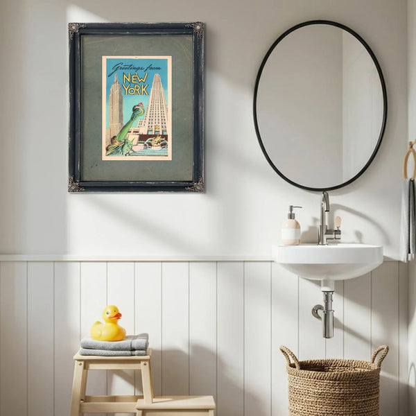 Lady Libertys Concrete Cosmos a Manhattan Postcard Relic — Framed Wall Art Room View | Bella Frye