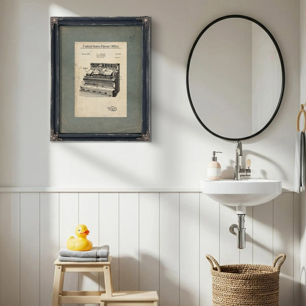 The Merchants Mechanical Mind Fuller Cash Register Patent — Framed Wall Art Room View | Bella Frye