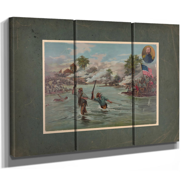 Col Funston and 2th Kansas Volunteers Crossing the River at Calumpit April — Framed Wall Art Room View | Bella Frye