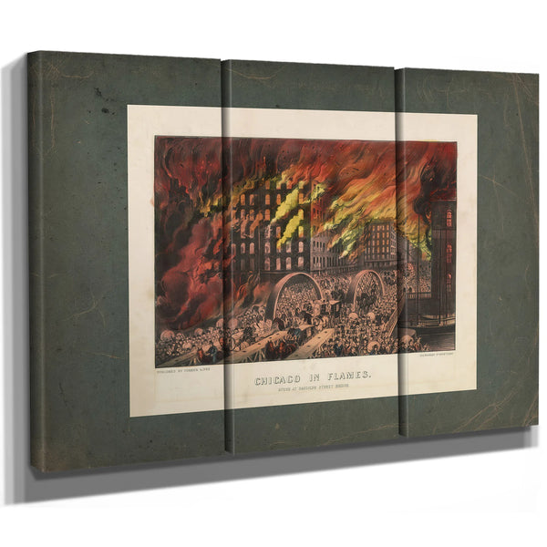 Chicago in Flames Scene at Randolph Street Bridge 1872 1874 — Framed Wall Art Room View | Bella Frye