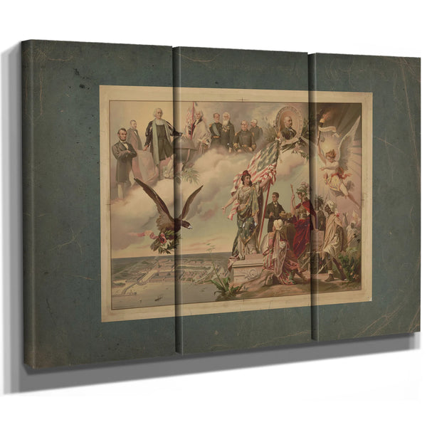 Depiction of Chicago Worlds Fair in Lower Left Allegorical Figures on the Ri — Framed Wall Art Room View | Bella Frye