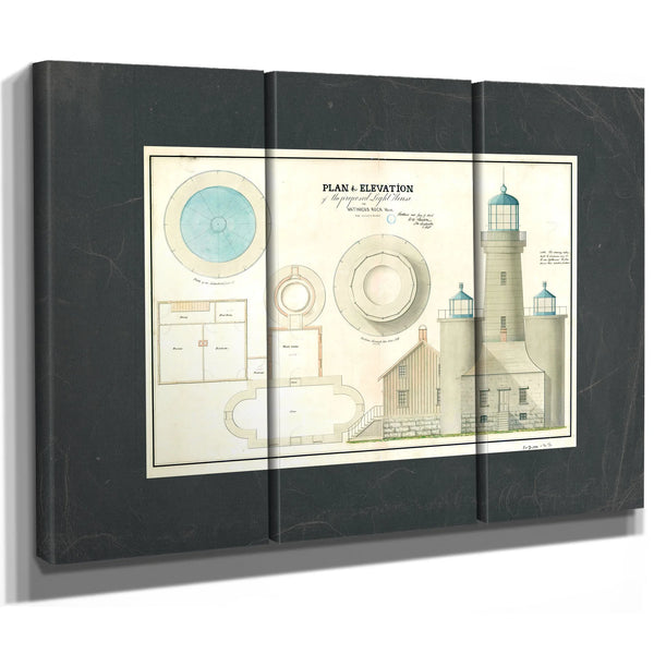 The Keepers Vigil Matinicus Rock Lighthouse Architectural Blueprint — Framed Wall Art Room View | Bella Frye
