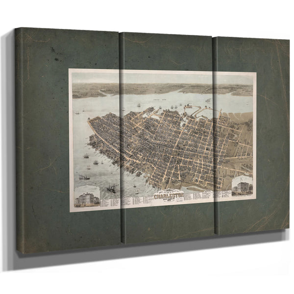 Birds Eye View of the City of Charleston South Carolina 1872 1872 — Framed Wall Art Room View | Bella Frye