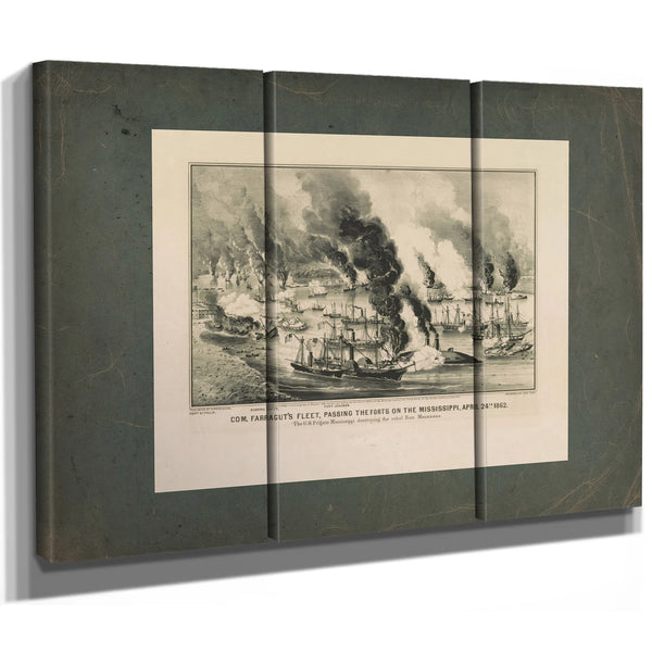 Com Farraguts Fleet Passing the Forts on the Mississippi April 24th 1862 the — Framed Wall Art Room View | Bella Frye