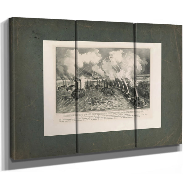Bombardment of Island Number Ten in the Mississippi River by the Gunboat and — Framed Wall Art Room View | Bella Frye