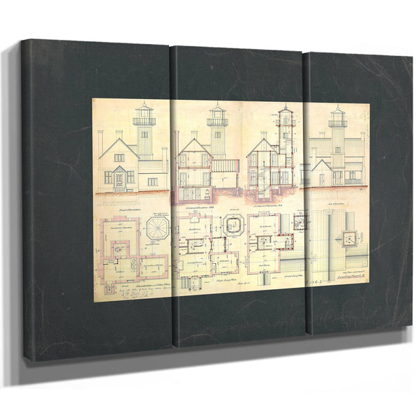 The Keepers Blueprint Leading Point Light Station Plans — Framed Wall Art Room View | Bella Frye