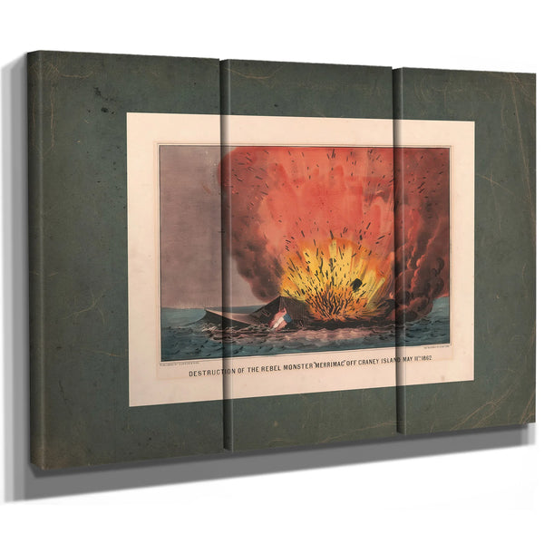 Destruction of the Rebel Monster Merrimac Off Craney Island May 11th 1862 18 — Framed Wall Art Room View | Bella Frye