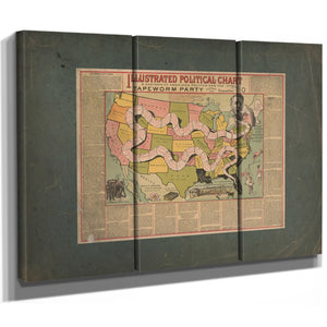 Illustrated Political Chart a Cartoon of American Politics and the Tapeworm — Framed Wall Art Room View | Bella Frye