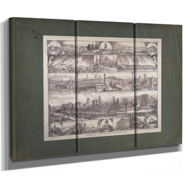 Destruction of San Francisco by Earthquake Fire 19th Century — Framed Wall Art Room View | Bella Frye