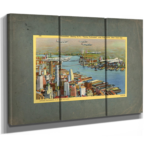 Steel Wings Over Manhattan Vintage Military Aviation Print — Framed Wall Art Room View | Bella Frye