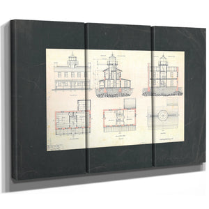 The Keepers Blueprint Fishing Battery Light Station Engineering Drawings — Framed Wall Art Room View | Bella Frye