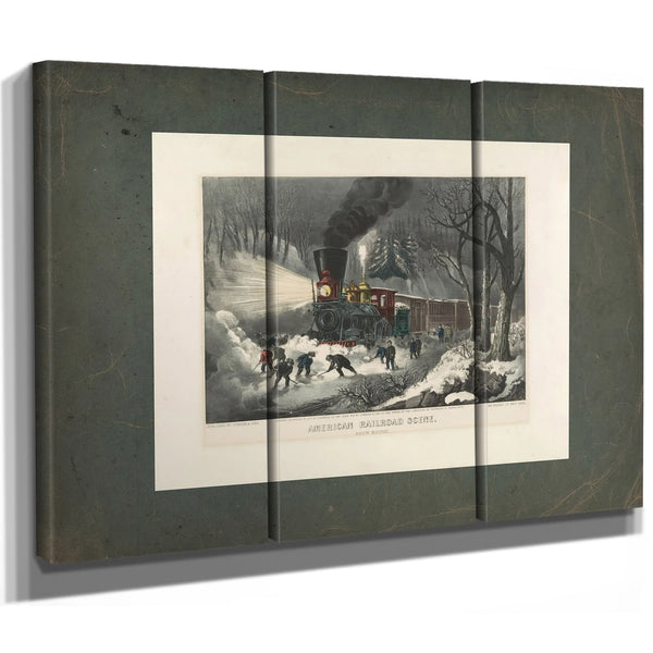 American Railroad Scene_ Snowbound 1871 — Framed Wall Art Room View | Bella Frye