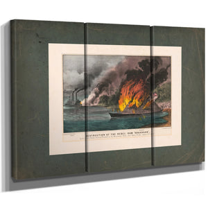 Destruction of the Rebel Ram Arkansas_ by the United States Gunboat Essex on — Framed Wall Art Room View | Bella Frye