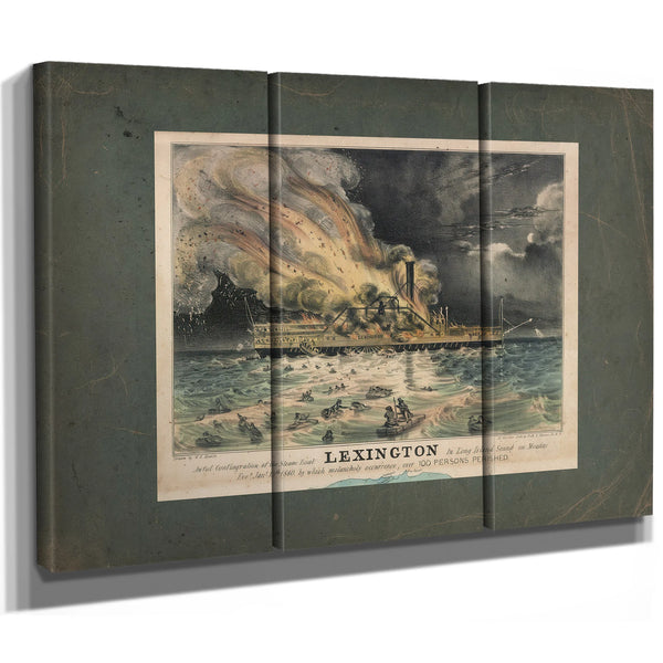 Awful Conflagration of the Steam Boat Lexington in Long Island Sound on Mond — Framed Wall Art Room View | Bella Frye
