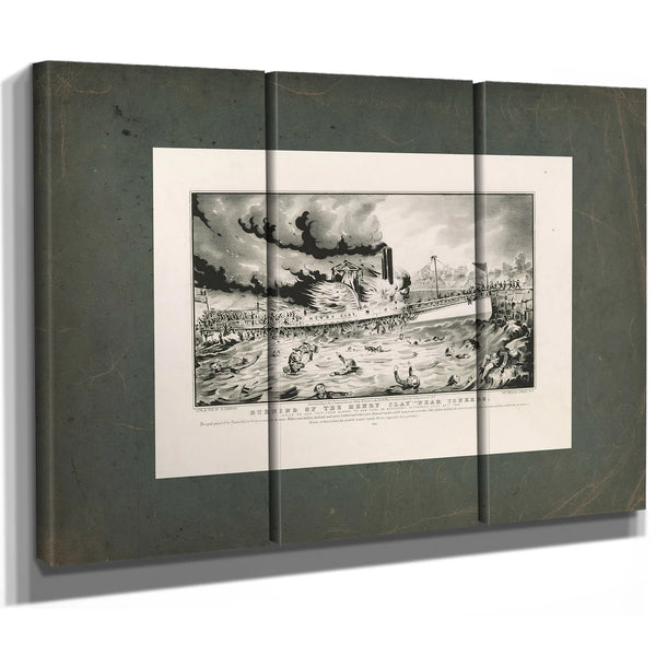 Burning of the Henry Clay Near Yonkers_ While on Her Trip From Albany to New — Framed Wall Art Room View | Bella Frye