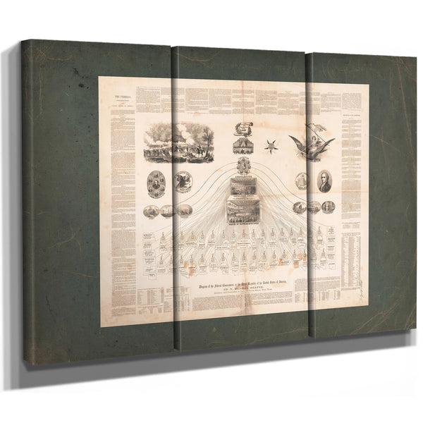 Diagram of the Federal Government or the Great Republic of the United States — Framed Wall Art Room View | Bella Frye
