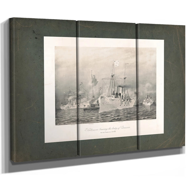 Baltimore Bearing the Body of Ericsson New York Harbor Aug 3th 189 1891 — Framed Wall Art Room View | Bella Frye