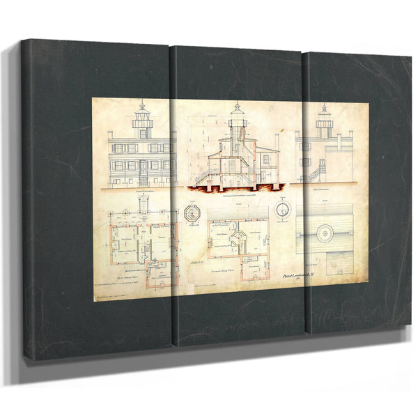 The Keepers Vigil Point Lookout Light Station Blueprint — Framed Wall Art Room View | Bella Frye