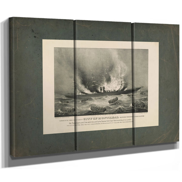 Burning of the Inman Line Steamship City of Montreal on Her Voyage From New — Framed Wall Art Room View | Bella Frye