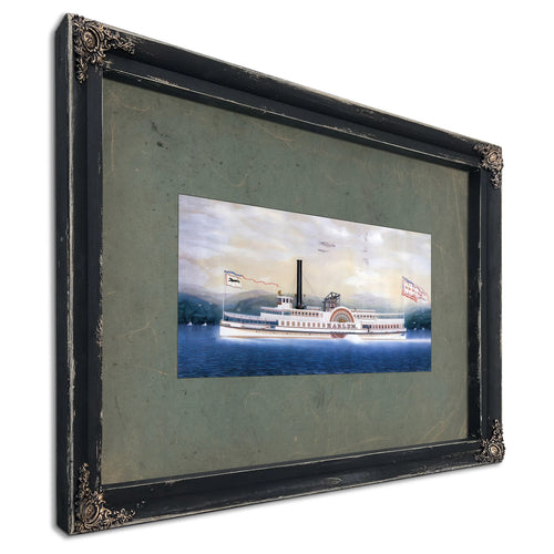 Steamboat Harlem on the Hudson River — Ebony Framed Canvas Print | Bella Frye
