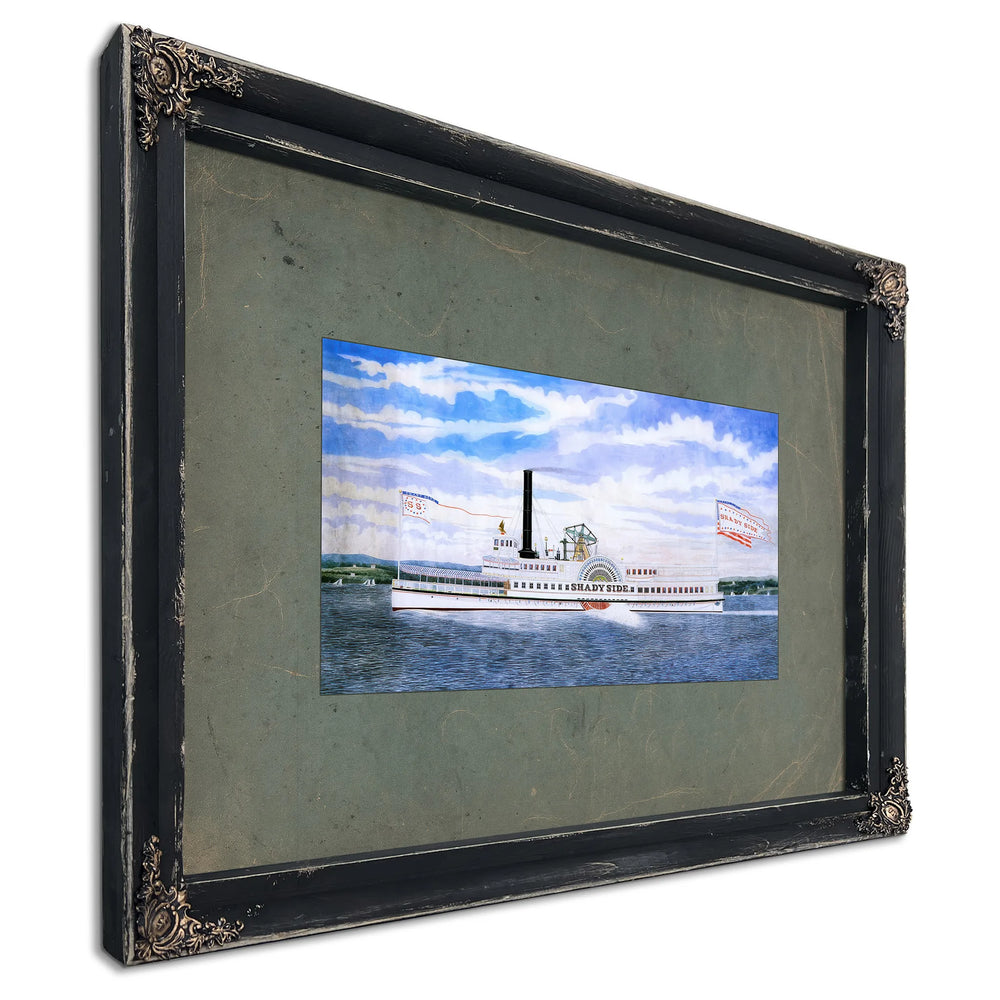Steamboat Shady Side Hudson River Sidewheel Passenger Steamer — Ebony Framed Canvas Print | Bella Frye