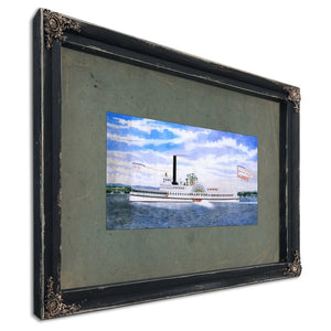 Steamboat Shady Side Hudson River Sidewheel Passenger Steamer — Ebony Framed Canvas Print | Bella Frye