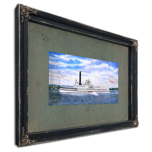 Steamboat Shady Side Hudson River Sidewheel Passenger Steamer — Ebony Framed Canvas Print | Bella Frye