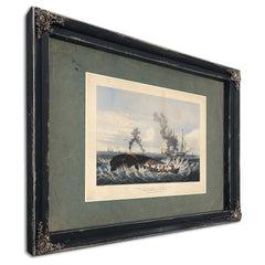 The Whale Fishery Attacking a Right Whale and Cutting In — Ebony Framed Canvas Print | Bella Frye