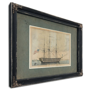 US. Ship North Carolina 102 Guns — Ebony Framed Canvas Print | Bella Frye