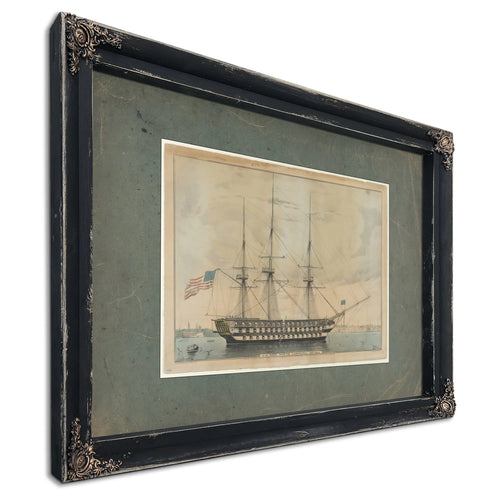 US. Ship North Carolina 102 Guns — Ebony Framed Canvas Print | Bella Frye