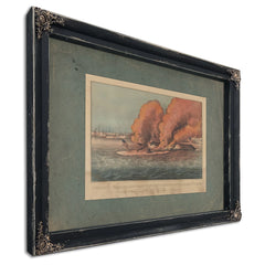 Terrific Combat Between the Monitor 2 Guns Merrimac 11 Guns in Hampton Roads M — Ebony Framed Canvas Print | Bella Frye