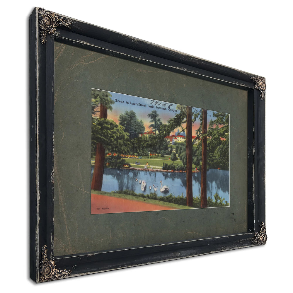 Scene In Laurelhurst Park Portland Oregon, Ebony frame — vintage framed wall art by Bella Frye