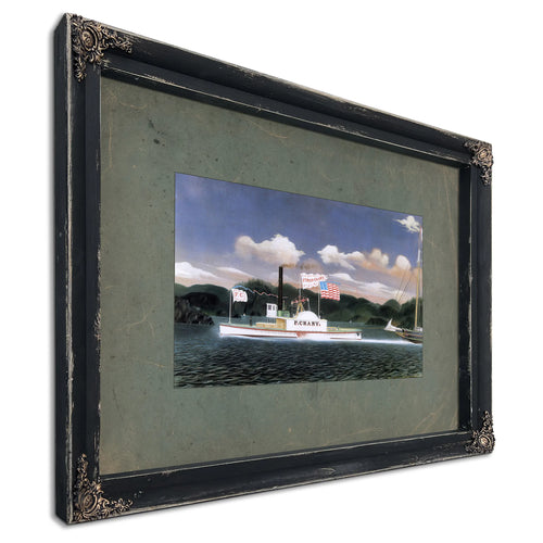 Steamboat Peter Crary on the Hudson River — Ebony Framed Canvas Print | Bella Frye