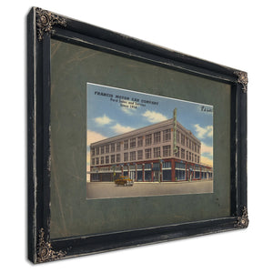 Francis Motor Car Company Ford Sales And Services Since 1914, Ebony frame — vintage framed wall art by Bella Frye