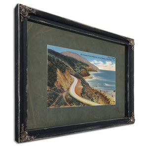 The Oregon Coast Highway On The Shores Of The Pacific, Ebony frame — vintage framed wall art by Bella Frye