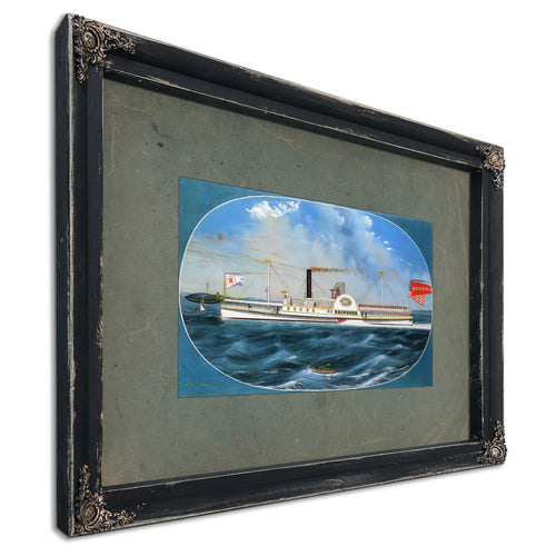 Steamboat Reindeer Hudson River Side Wheel Passenger Steamer — Ebony Framed Canvas Print | Bella Frye