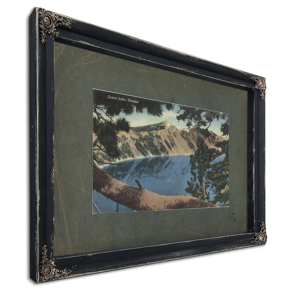 Crater Lake Oregon, Ebony frame — vintage framed wall art by Bella Frye