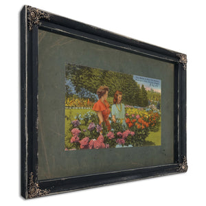 Two Models In Rose Test Gardens Washington Park Portland Oregon, Ebony frame — vintage framed wall art by Bella Frye