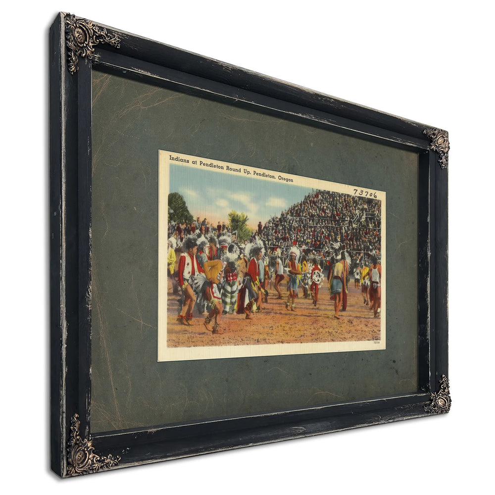 Indians At Pendleton Round Up Pendleton Oregon, Ebony frame — vintage framed wall art by Bella Frye