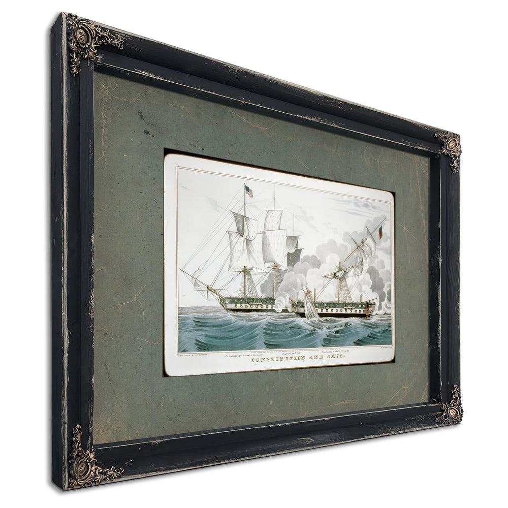 Constitution and Java Naval Battle of the War of 1812 — Ebony Framed Canvas Print | Bella Frye