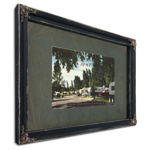 Portland Trailer Court On Us 99 Portland Ore, Ebony frame — vintage framed wall art by Bella Frye
