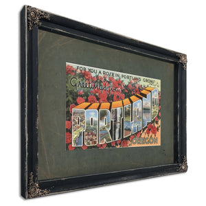 For You A Rose In Portland Grows Greetings From Portland Oregon, Ebony frame — vintage framed wall art by Bella Frye