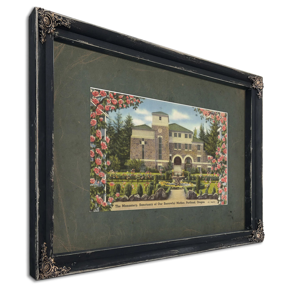The Monastery Sanctuary Of Our Sorrowful Mother Portland Oregon, Ebony frame — vintage framed wall art by Bella Frye