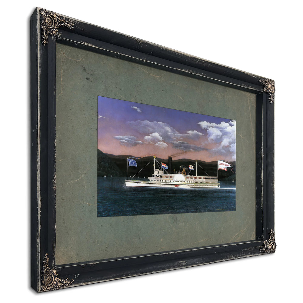 Steamboat Jesse Hoyt on the Hudson River — Ebony Framed Canvas Print | Bella Frye